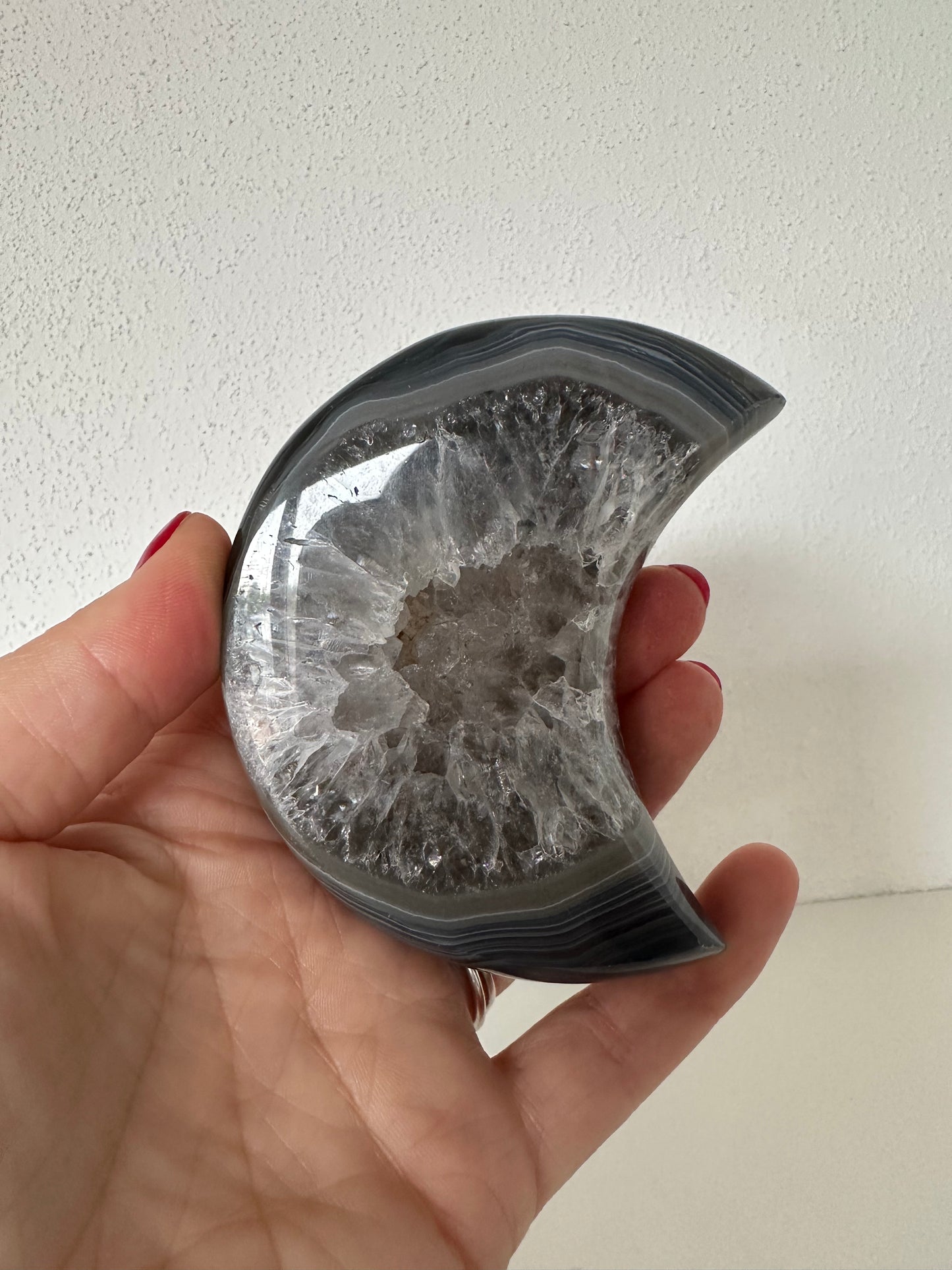 Agaat maan, grijs met druze