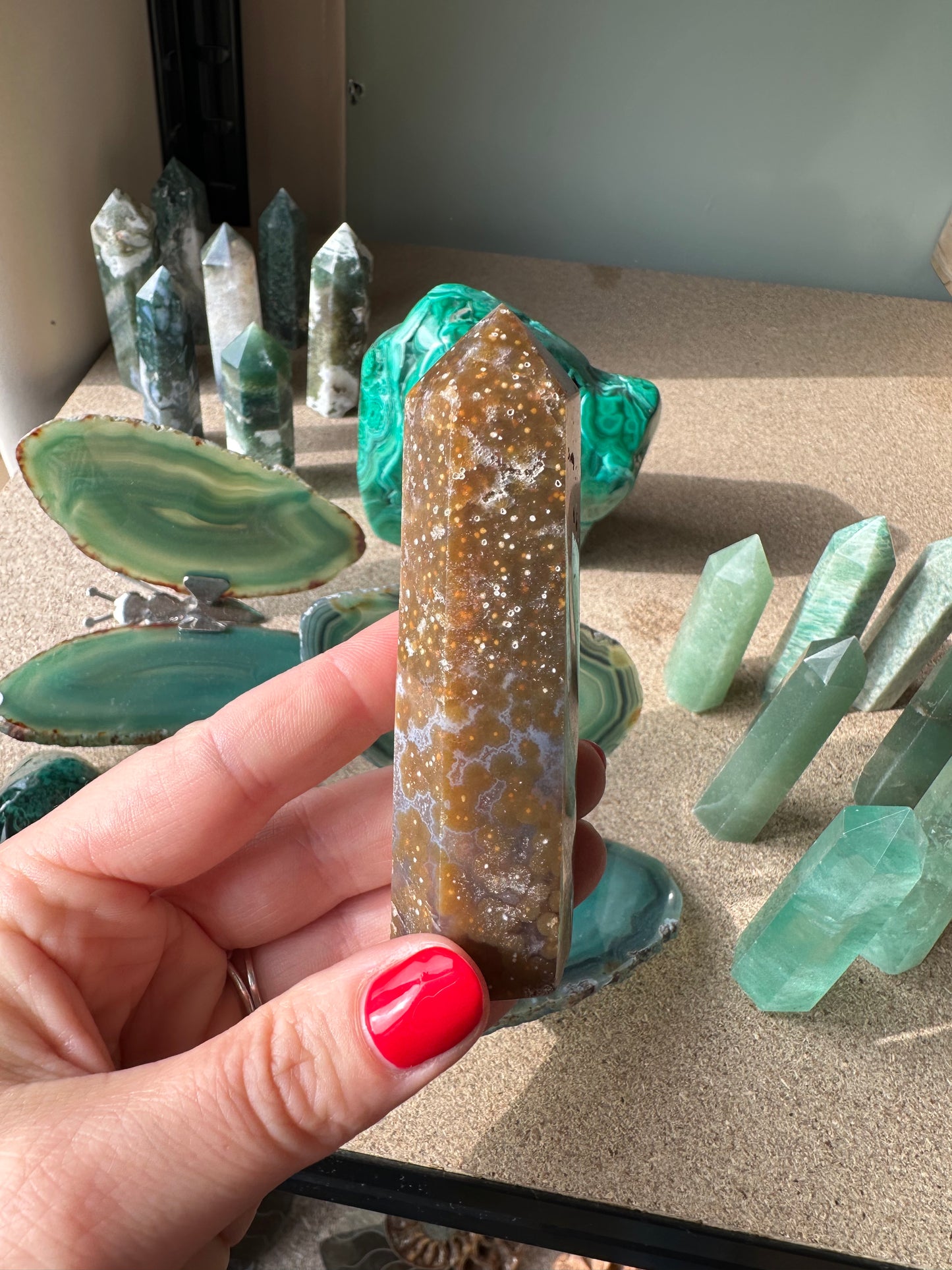 Oceaan jaspis punt bruin