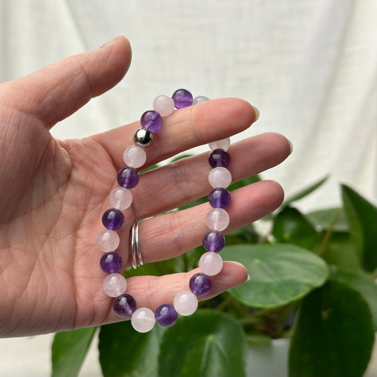 Mix Amethist en Rozenkwarts armband