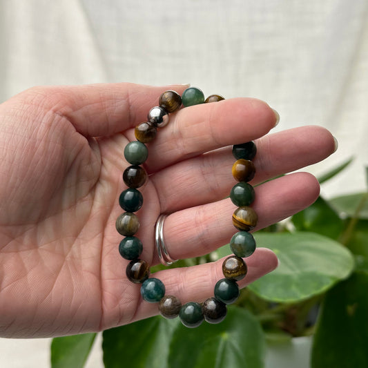 Mix Mosagaat en tijgeroog armband