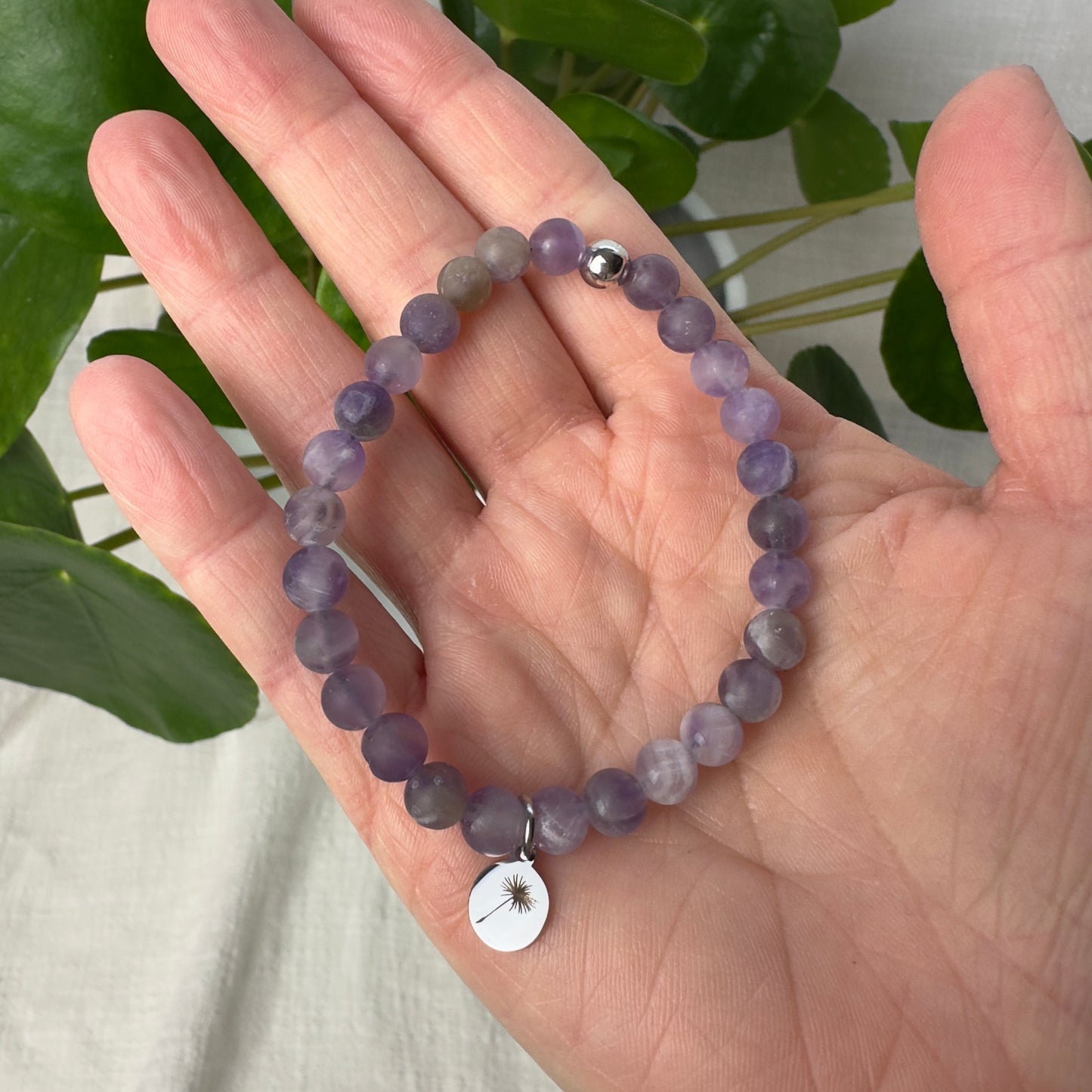 Rouwbandje Amethist mat 6mm